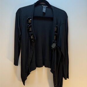 New York & Company Black Cardigan with Embellishments